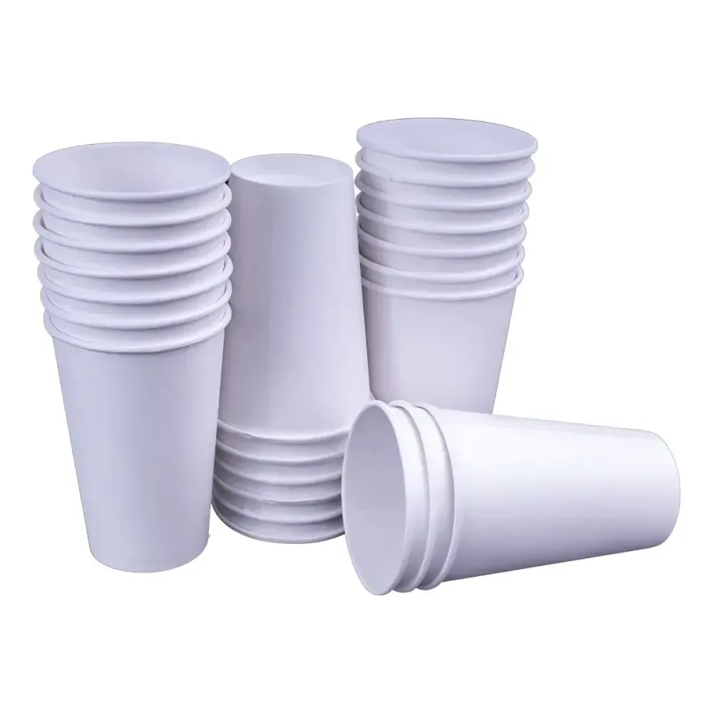 Copo de papel biodegradável branco