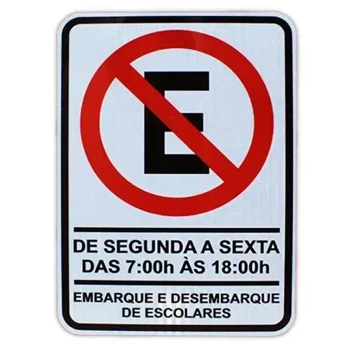 Placa de advertência de proibido estacionar, embarque de escolares